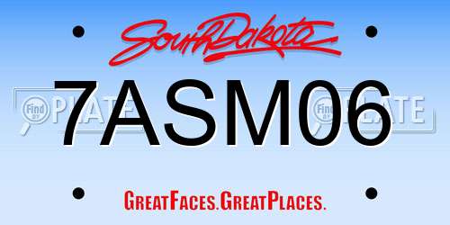7ASM06 South Dakota License Plate