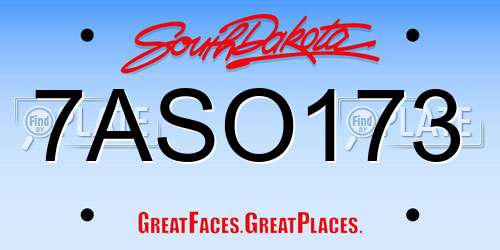 7ASO173 South Dakota License Plate