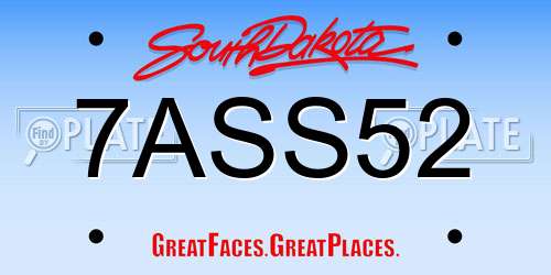 7ASS52 South Dakota License Plate