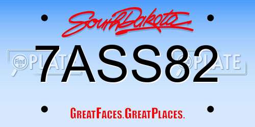 7ASS82 South Dakota License Plate