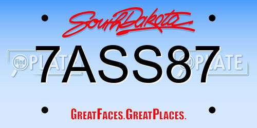 7ASS87 South Dakota License Plate