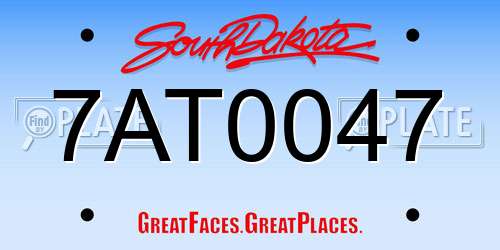 7AT0047 South Dakota License Plate