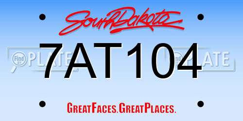 7AT104 South Dakota License Plate