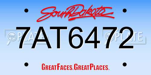 7AT6472 South Dakota License Plate