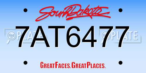 7AT6477 South Dakota License Plate
