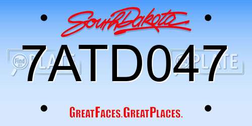 7ATD047 South Dakota License Plate