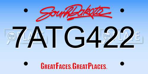 7ATG422 South Dakota License Plate