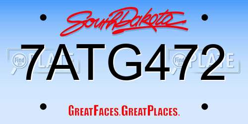 7ATG472 South Dakota License Plate