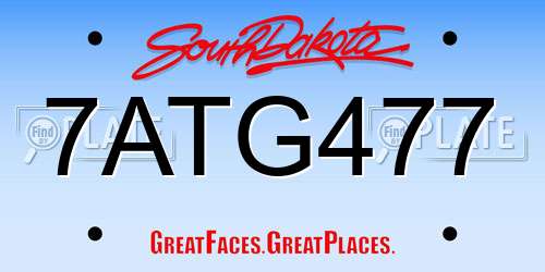 7ATG477 South Dakota License Plate