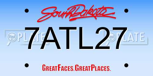 7ATL27 South Dakota License Plate