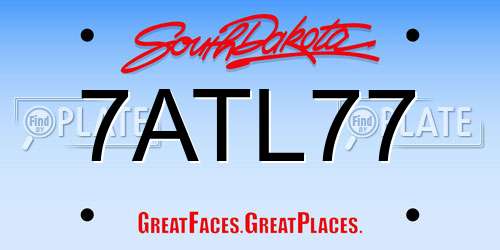 7ATL77 South Dakota License Plate