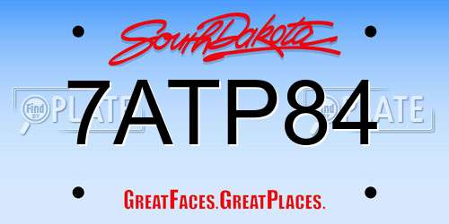 7ATP84 South Dakota License Plate