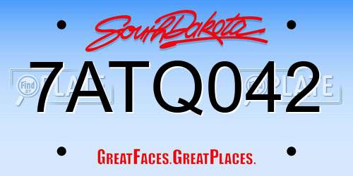 7ATQ042 South Dakota License Plate