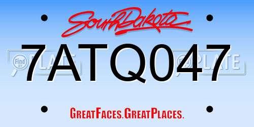 7ATQ047 South Dakota License Plate