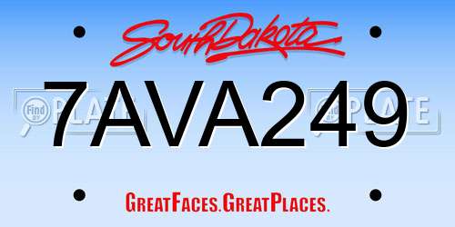7AVA249 South Dakota License Plate