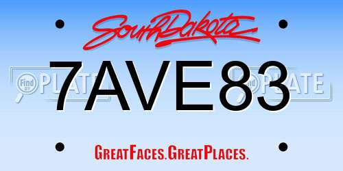 7AVE83 South Dakota License Plate