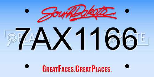 7AX1166 South Dakota License Plate
