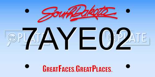 7AYE02 South Dakota License Plate