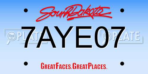 7AYE07 South Dakota License Plate