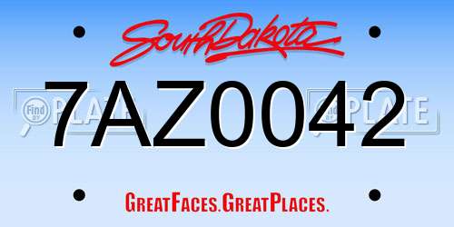7AZ0042 South Dakota License Plate