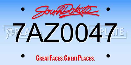 7AZ0047 South Dakota License Plate