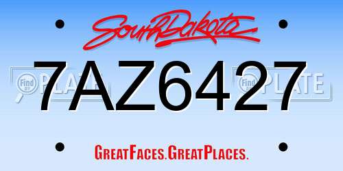 7AZ6427 South Dakota License Plate