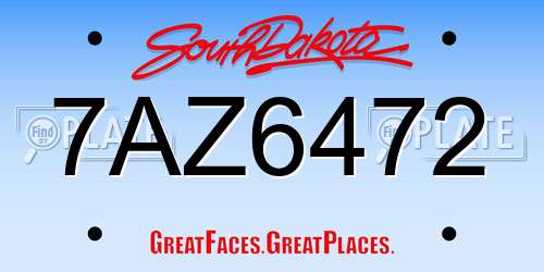 7AZ6472 South Dakota License Plate