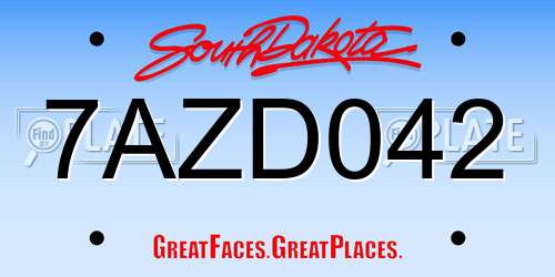 7AZD042 South Dakota License Plate
