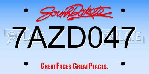 7AZD047 South Dakota License Plate