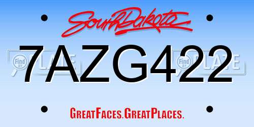 7AZG422 South Dakota License Plate