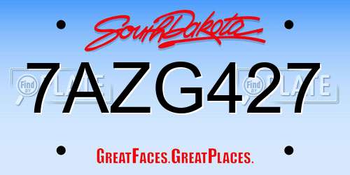 7AZG427 South Dakota License Plate