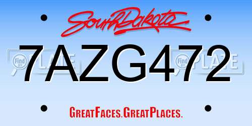 7AZG472 South Dakota License Plate