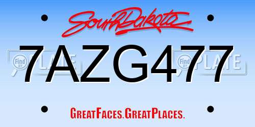 7AZG477 South Dakota License Plate