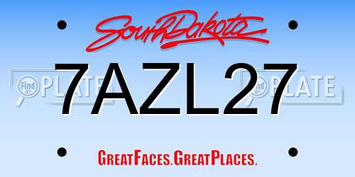 7AZL27 South Dakota License Plate