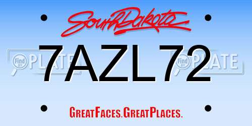 7AZL72 South Dakota License Plate