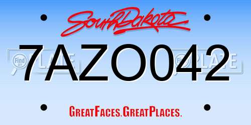 7AZO042 South Dakota License Plate