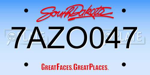 7AZO047 South Dakota License Plate