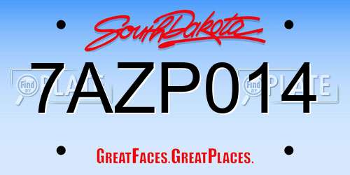 7AZP014 South Dakota License Plate