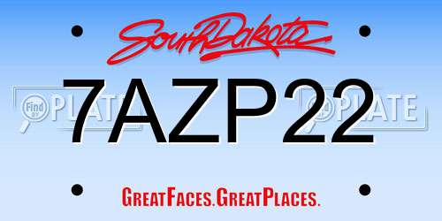 7AZP22 South Dakota License Plate