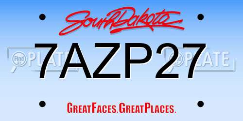 7AZP27 South Dakota License Plate