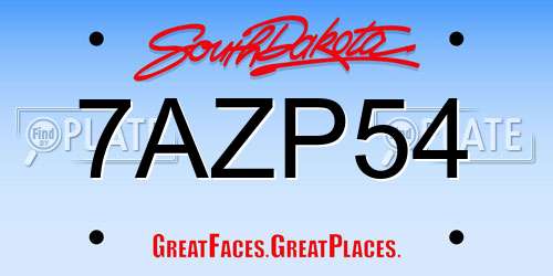 7AZP54 South Dakota License Plate