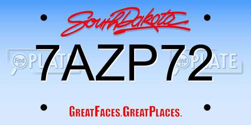 7AZP72 South Dakota License Plate