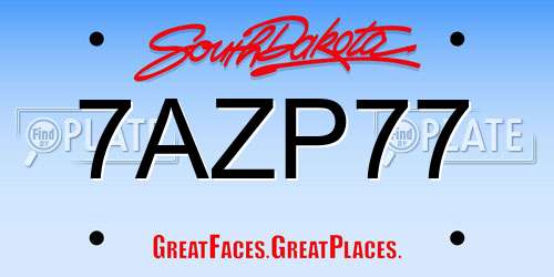 7AZP77 South Dakota License Plate