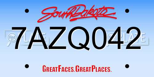 7AZQ042 South Dakota License Plate