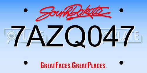 7AZQ047 South Dakota License Plate