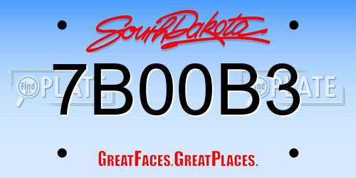 7B00B3 South Dakota License Plate
