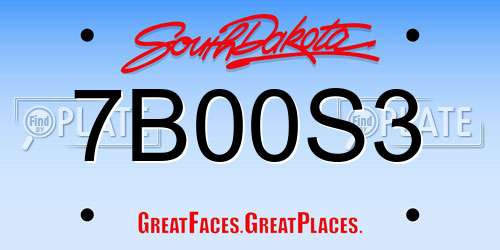 7B00S3 South Dakota License Plate
