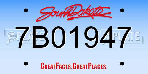 7B01947 South Dakota License Plate