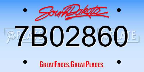 7B02860 South Dakota License Plate