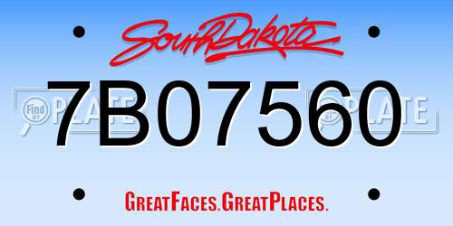 7B07560 South Dakota License Plate